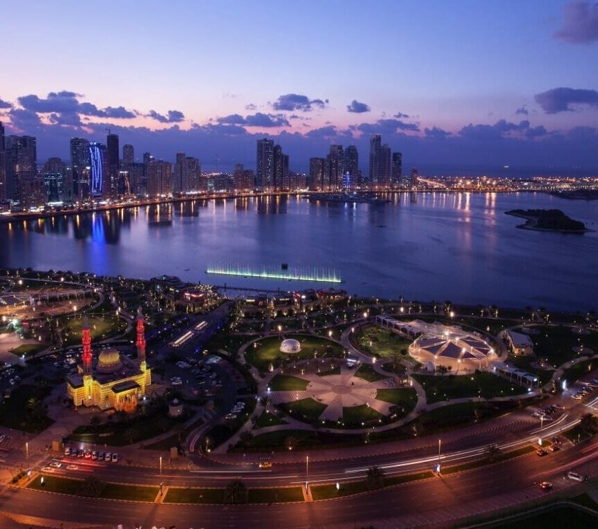 ALB Destination Night Aerial View Of Khalid Lagoon Sharjah. Jpg E1690532464955