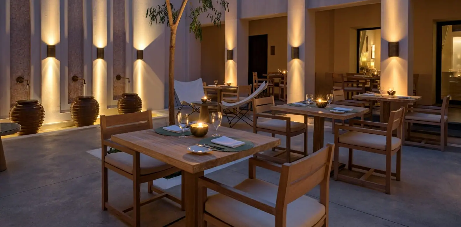 Five Star Hotels in Sharjah| Luxury Hotels in UAE | Outdoor Restaurant | The Chedi Al Bait