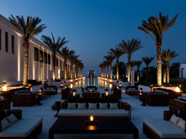 The Long Pool & Long Pool Cabanas By Night