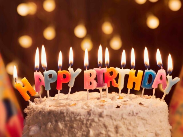 Birthday,Cake,With,Candles,,Bright,Lights,Bokeh Celebration